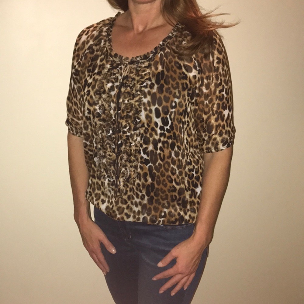 Express sheer leopard print blouse. Small.